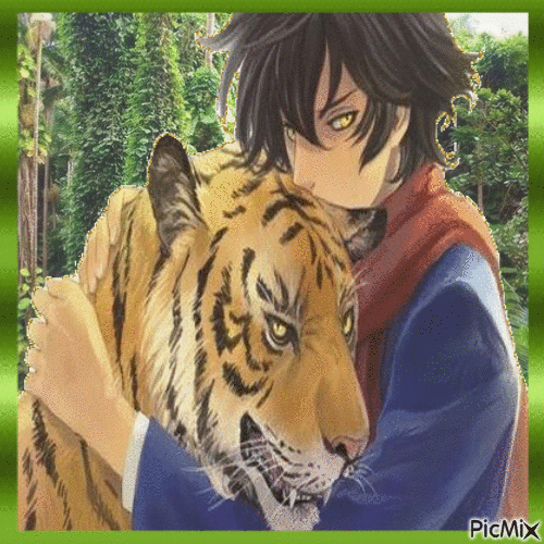 Anime Boy with Tiger - Free animated GIF - PicMix