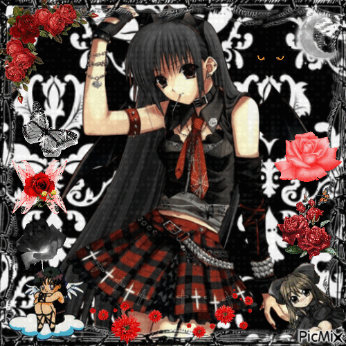 Anime Flower Red and Black - Free animated GIF - PicMix